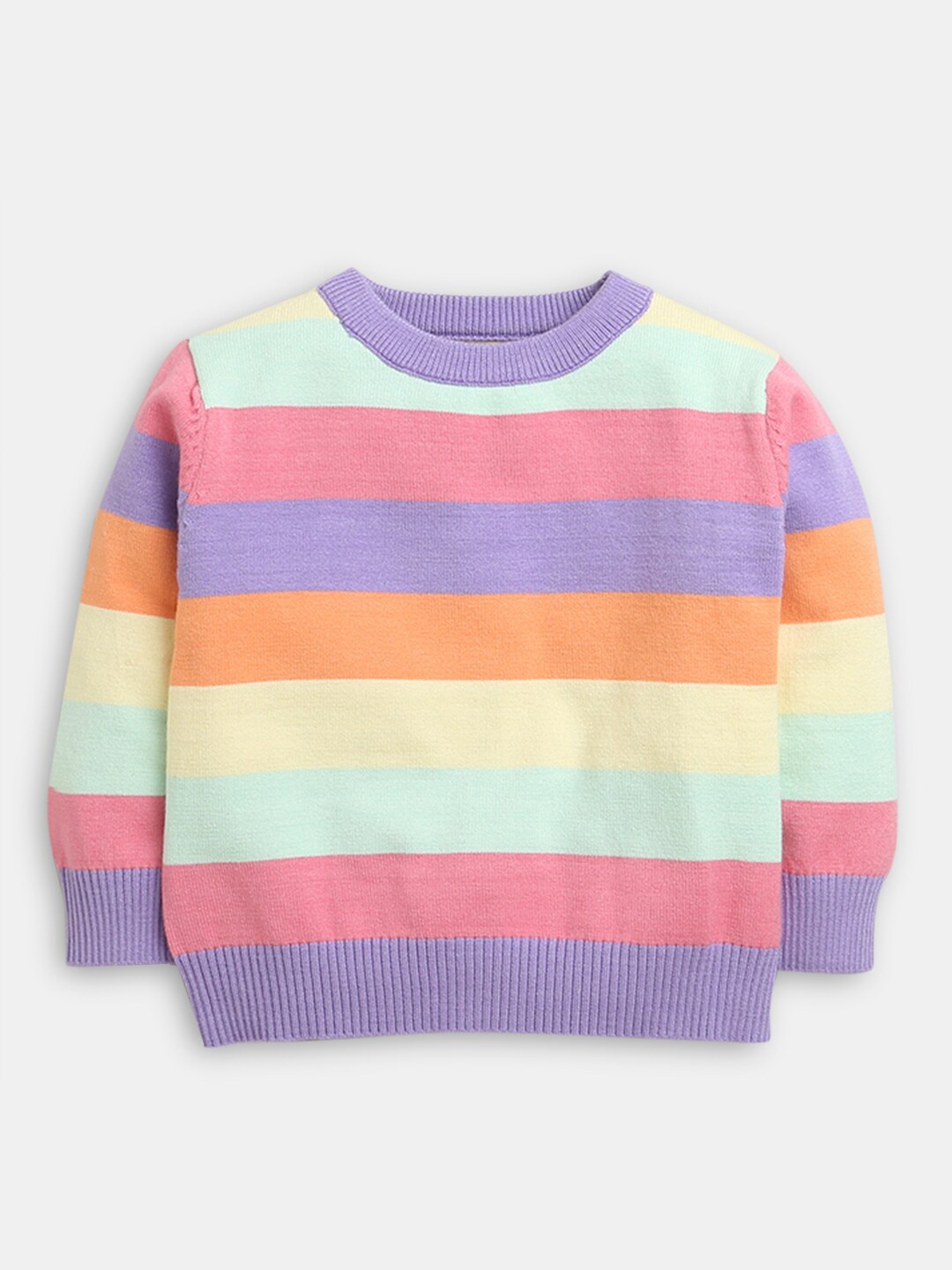 

Hopscotch Girls Multicoloured Striped Pure Cotton Pullover, Multi