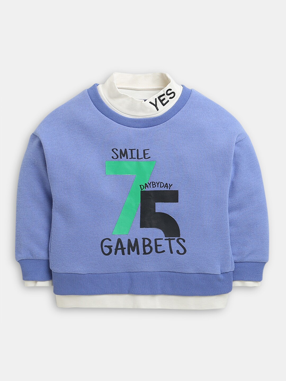 

Hopscotch Boys Blue Printed Pure Cotton Sweatshirt
