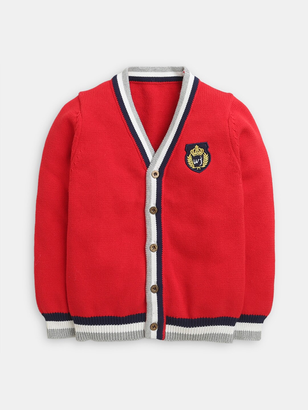 

Hopscotch Boys Red & White V-Neck Cardigan Sweater