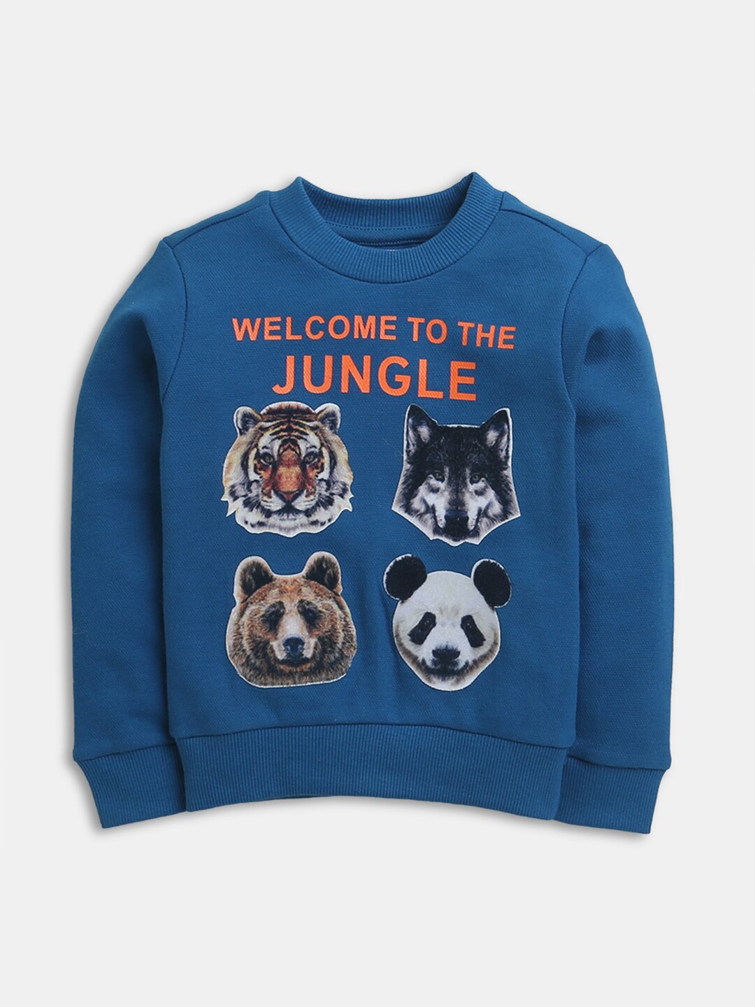 

Hopscotch Boys Blue Printed Pure Cotton Sweatshirt