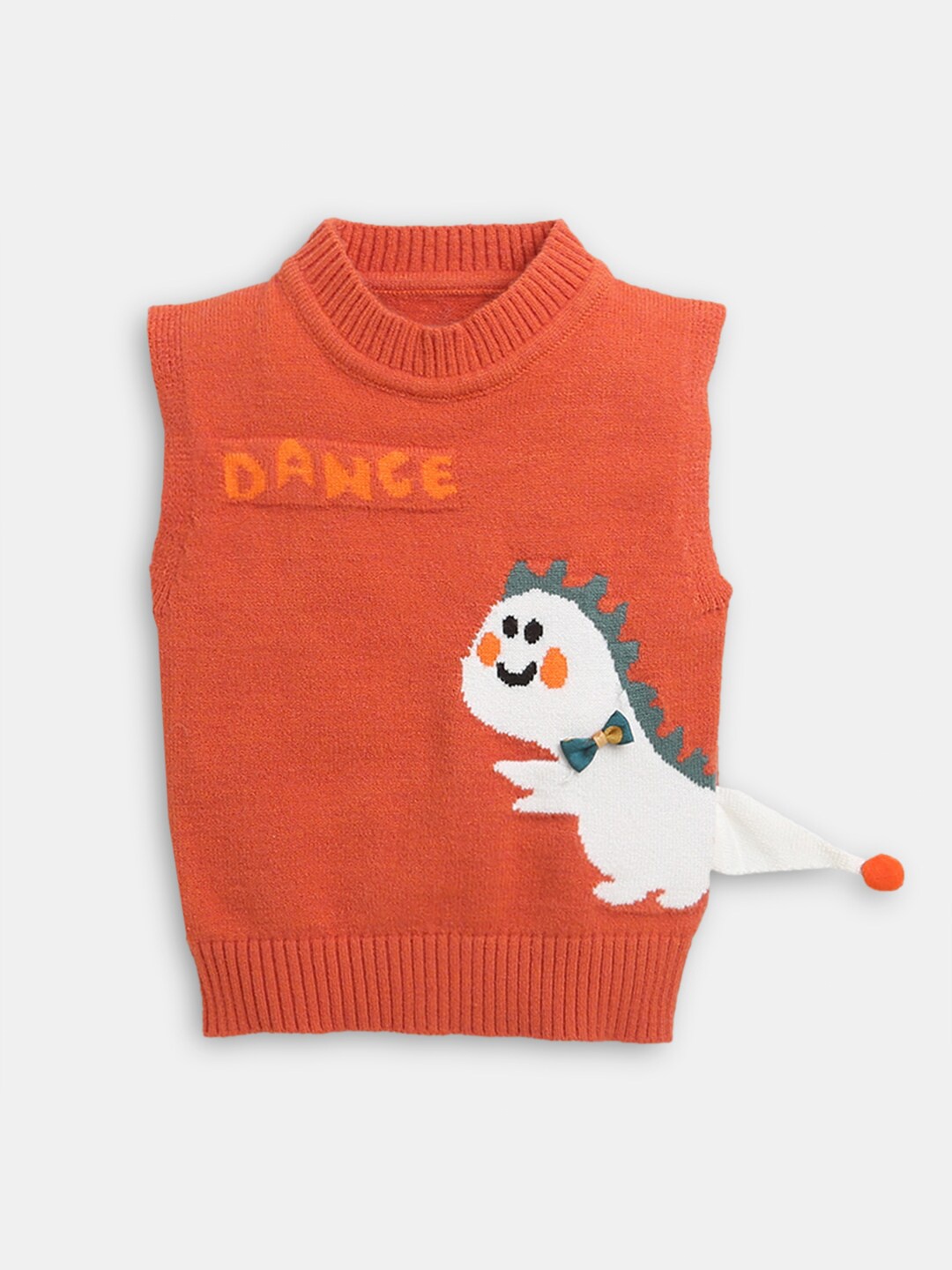 

Hopscotch Boys Orange & White Sleeveless Cotton Sweater Vest