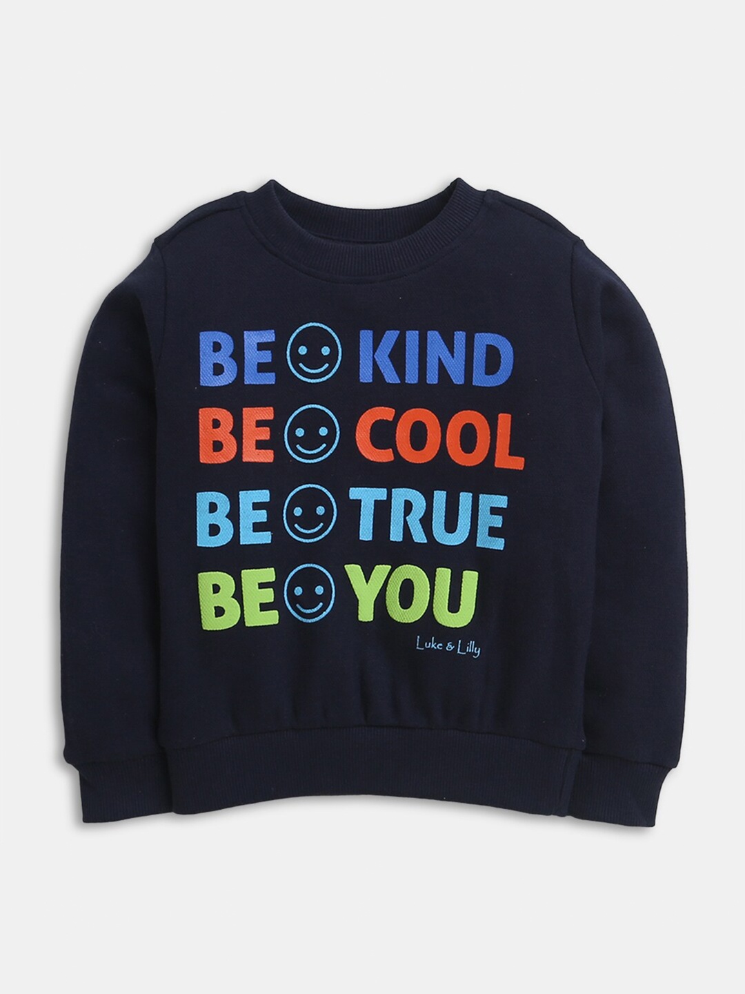 

Hopscotch Boys Navy Blue Printed Pure Cotton Sweatshirt