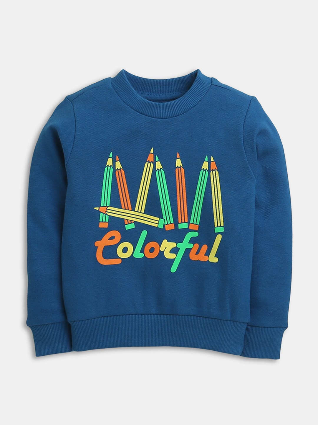

Hopscotch Boys Blue Printed Pure Cotton Sweatshirt