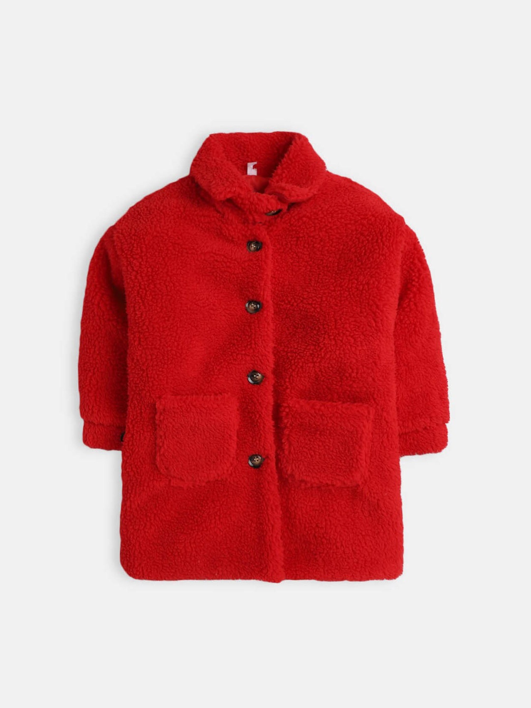 

Hopscotch Girls Red Solid Full-Sleeve Overcoat