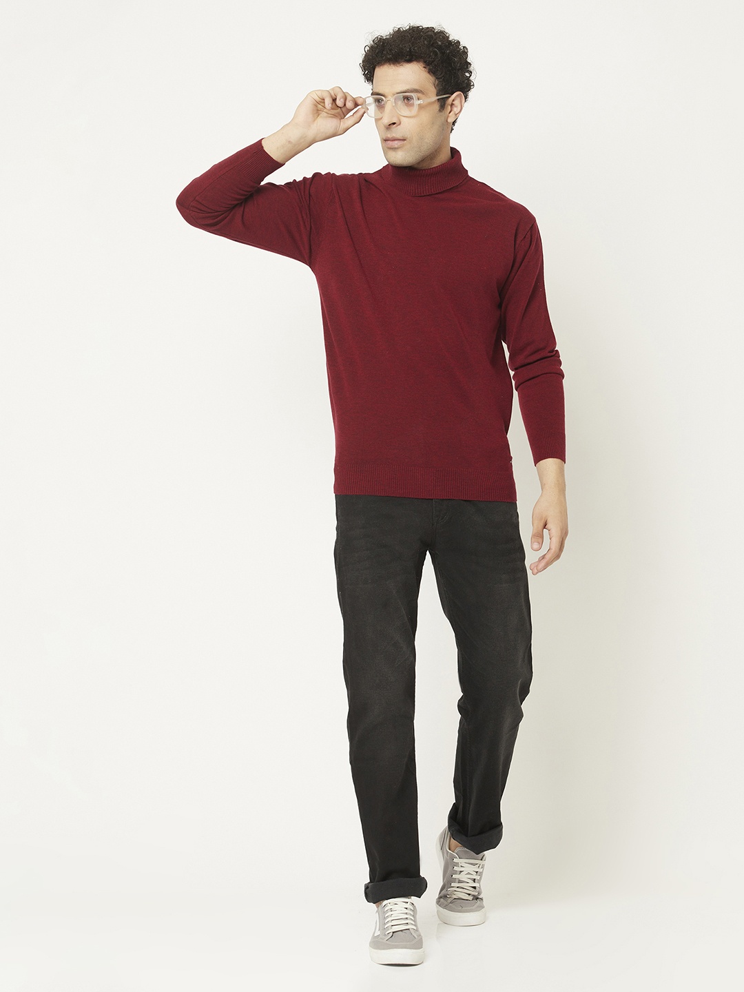 

Crimsoune Club Men Maroon Solid Turtle Neck Pullover