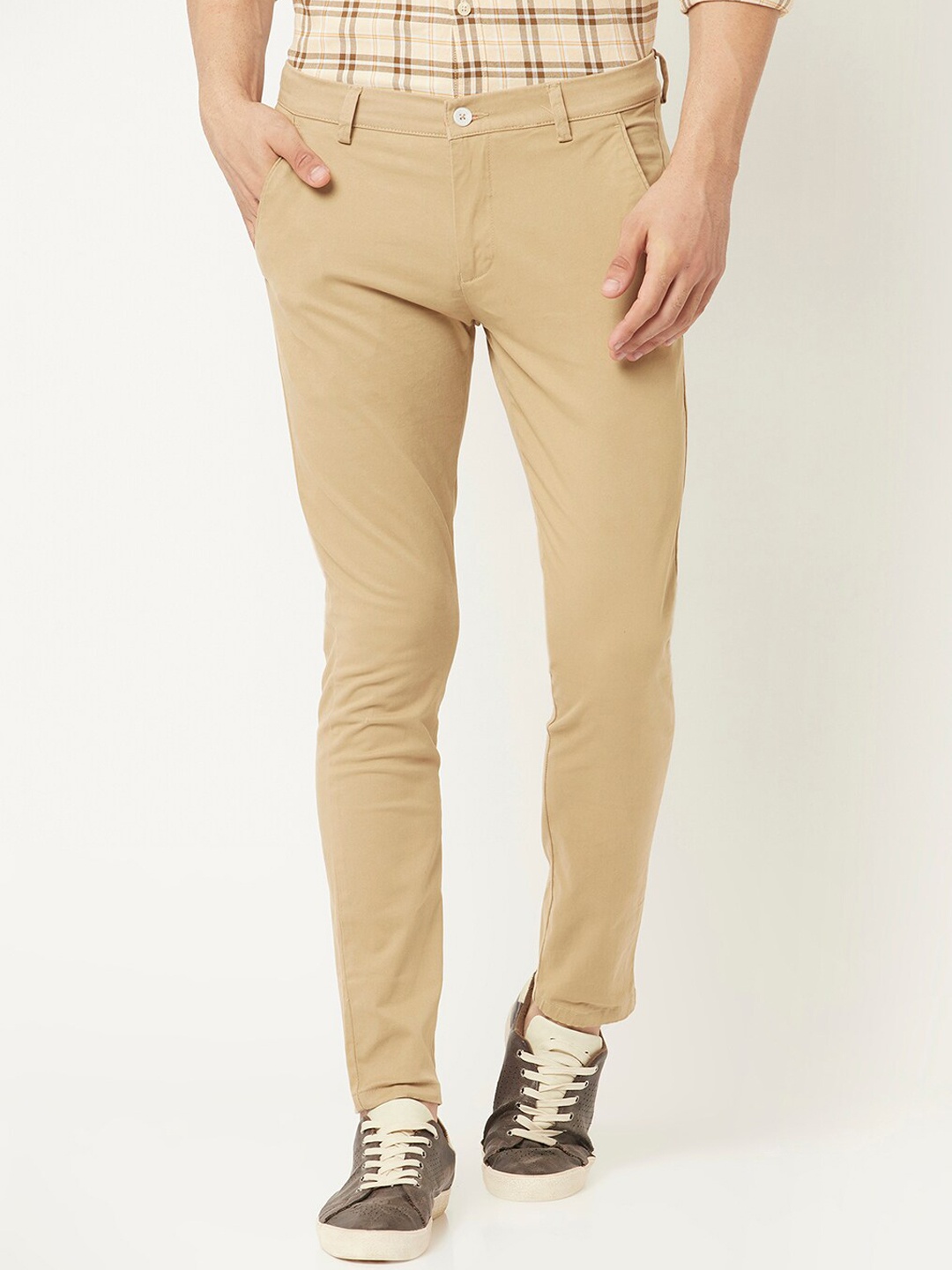 

Crimsoune Club Men Beige Urban Slim Fit Chinos Trousers