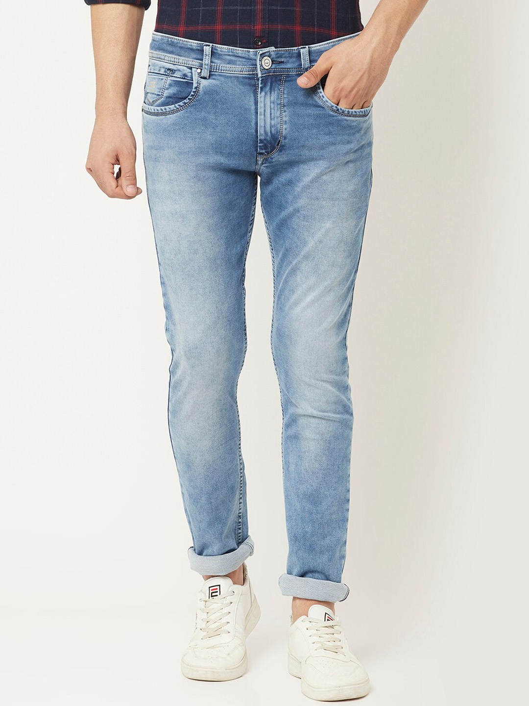 

Crimsoune Club Men Blue Heavy Fade Slim Fit Jeans