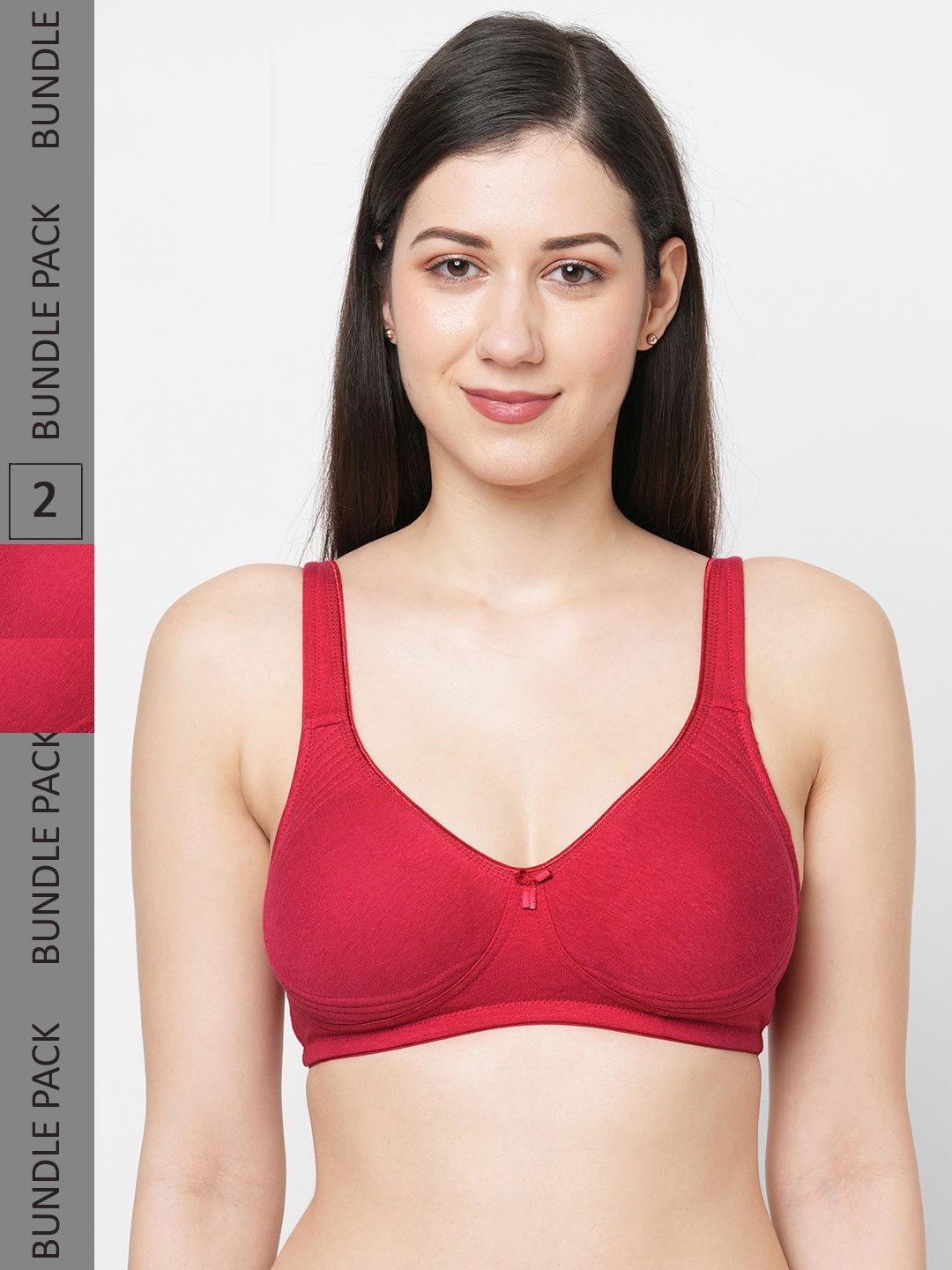 

Inner Sense Pack of 2 Organic Cotton Antimicrobial Side Support Bra, Maroon