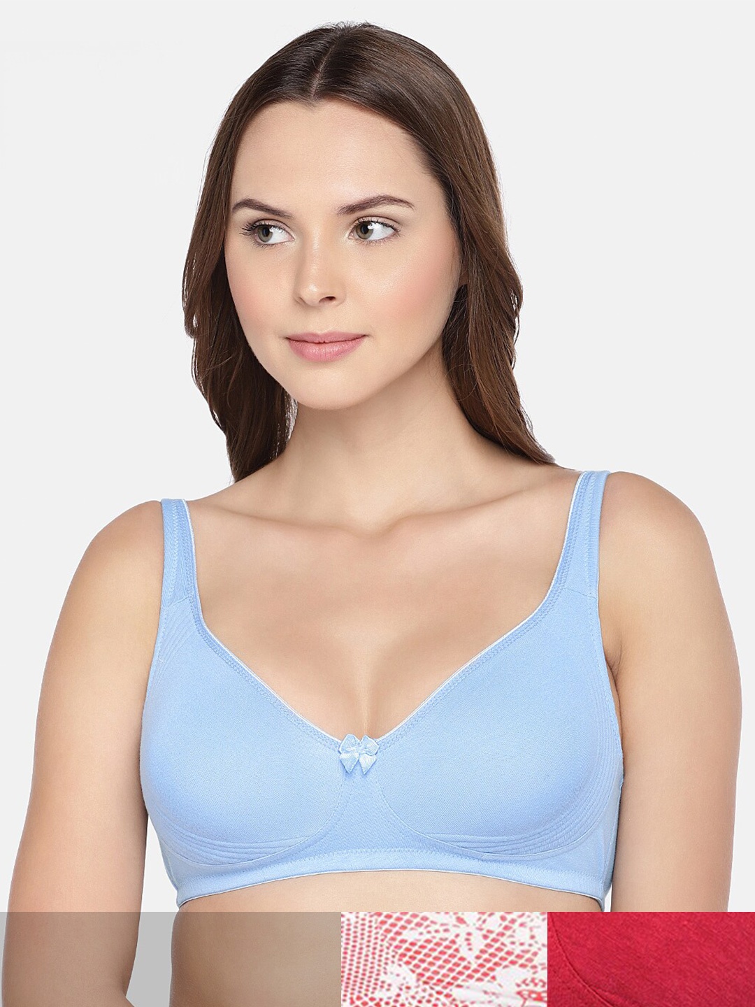 

Inner Sense Pack of 3 Organic Cotton Antimicrobial Side Support Bra, Blue