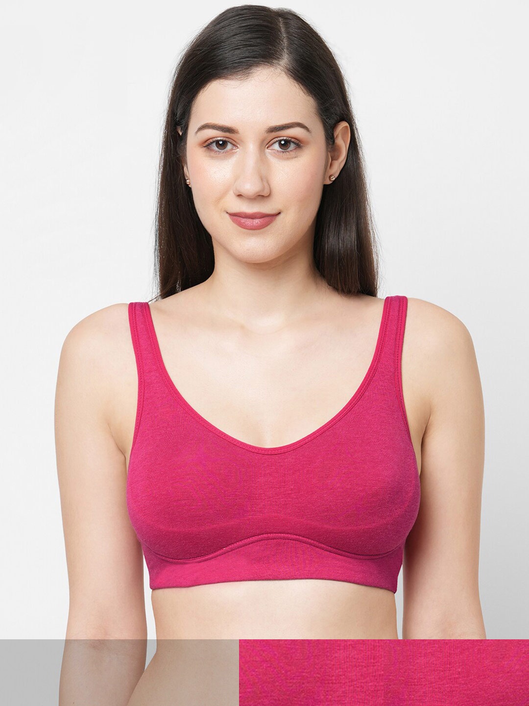 

Inner Sense Pack of 3 Solid Organic Cotton Antimicrobial Non Padded Bra, Fuchsia
