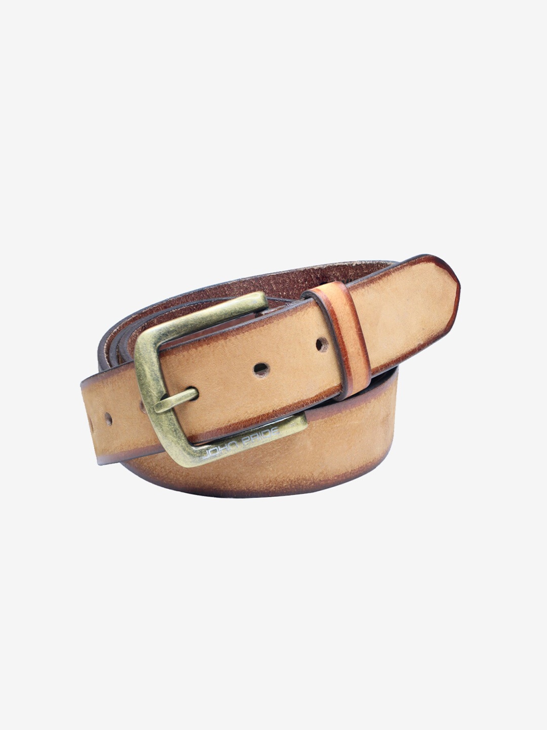 

John Pride Men Plus Size Tan Textured Leather Belt