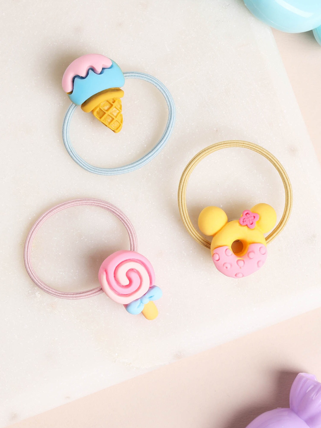 

KICKS & CRAWL Girls Set of 3 Ponytail Holders, Pink