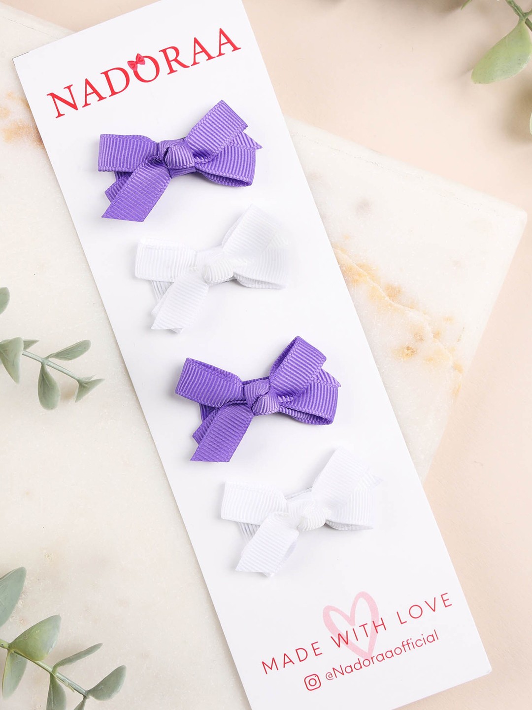 

KICKS & CRAWL Girls Set of 4 White & Purple Tic Tac Hair Clip