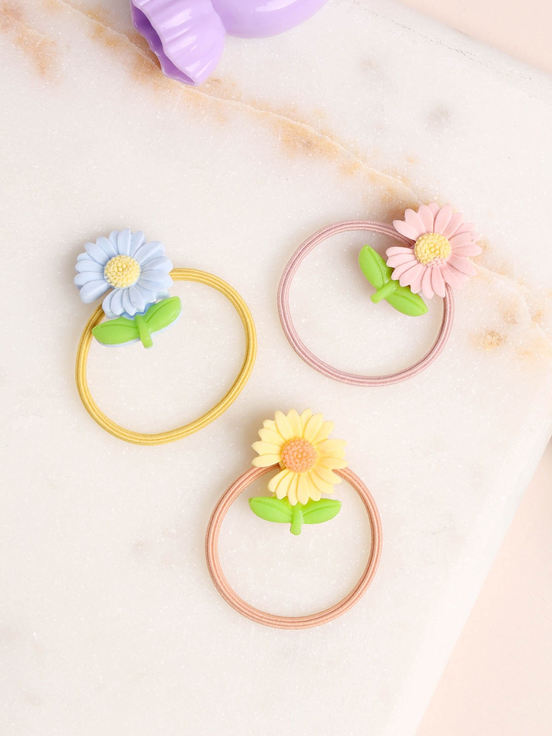 

KICKS & CRAWL Girls Set of 3 Orange & Yellow Ponytail Holders