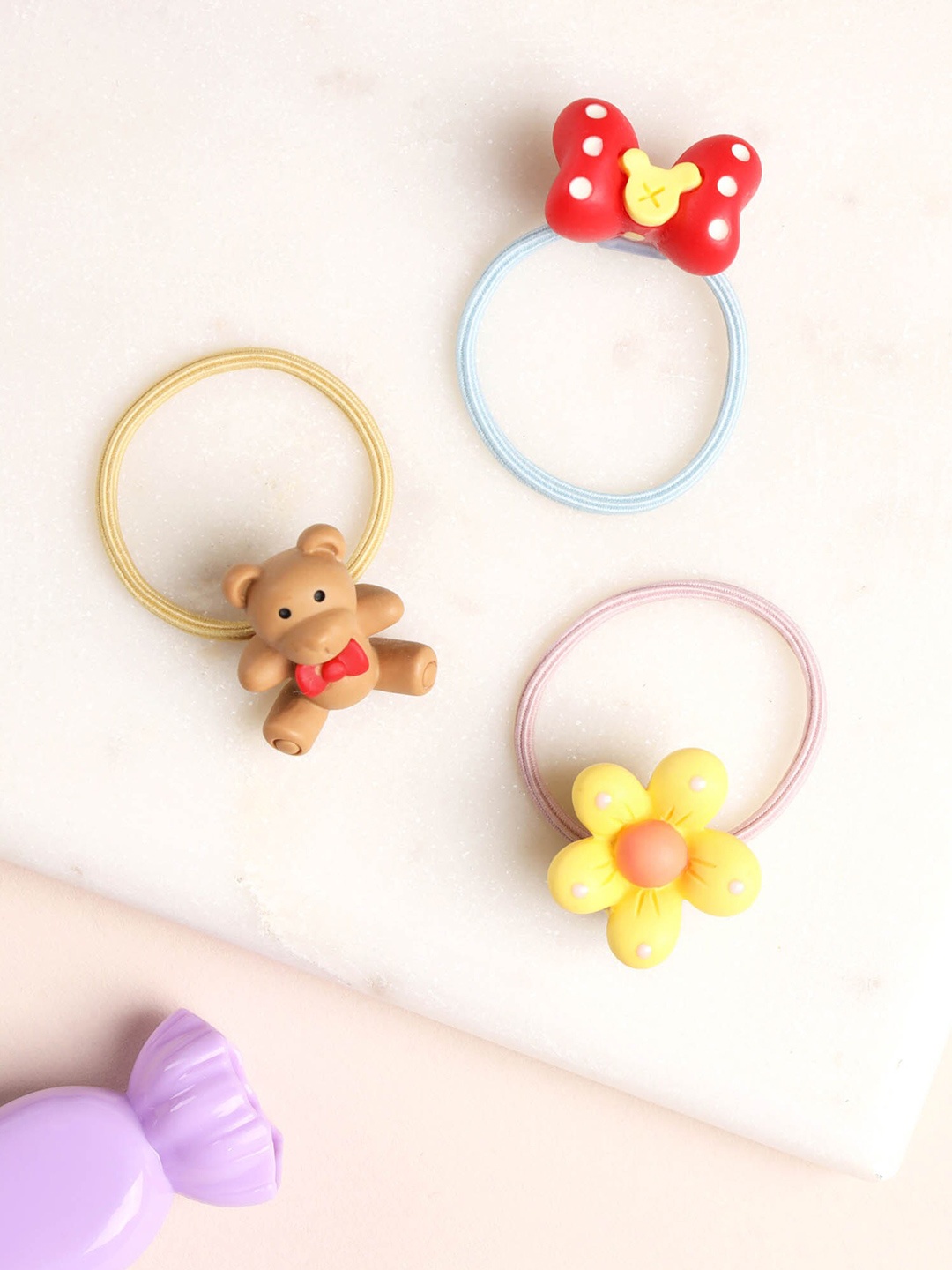 

KICKS & CRAWL Girls Pack of 3 Ponytail Holders, Brown