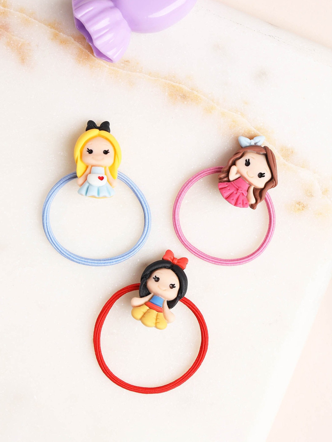 

KICKS & CRAWL Girls Pink & Blue Set of 3 Ponytail Holders