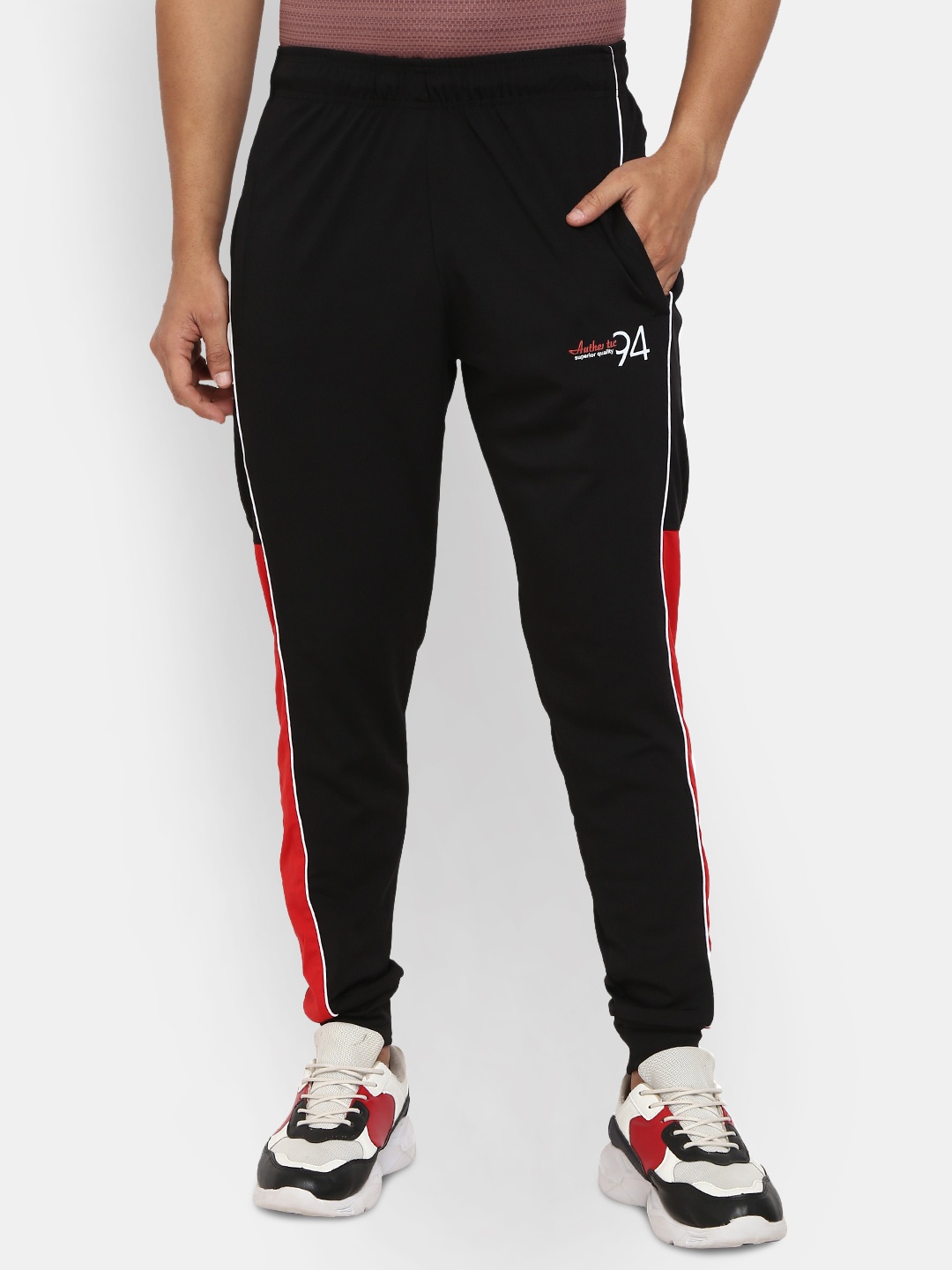 

V-Mart Men Black & Red Solid Regular Fit Joggers