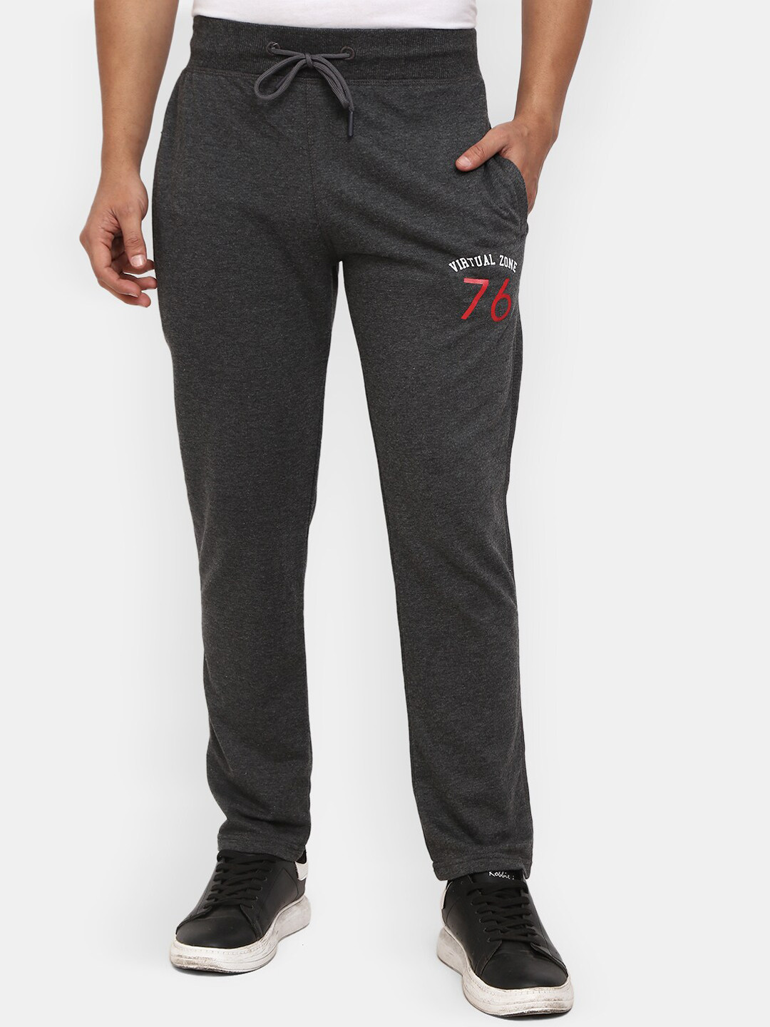 

V-Mart Men Grey Melange Solid Cotton Track Pant