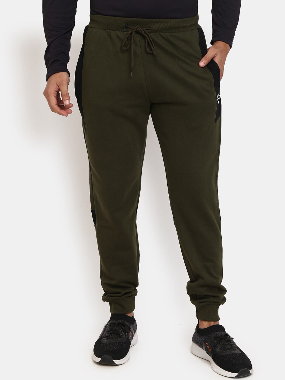 

V-Mart Men Olive-Green & Black Colourblocked Joggers