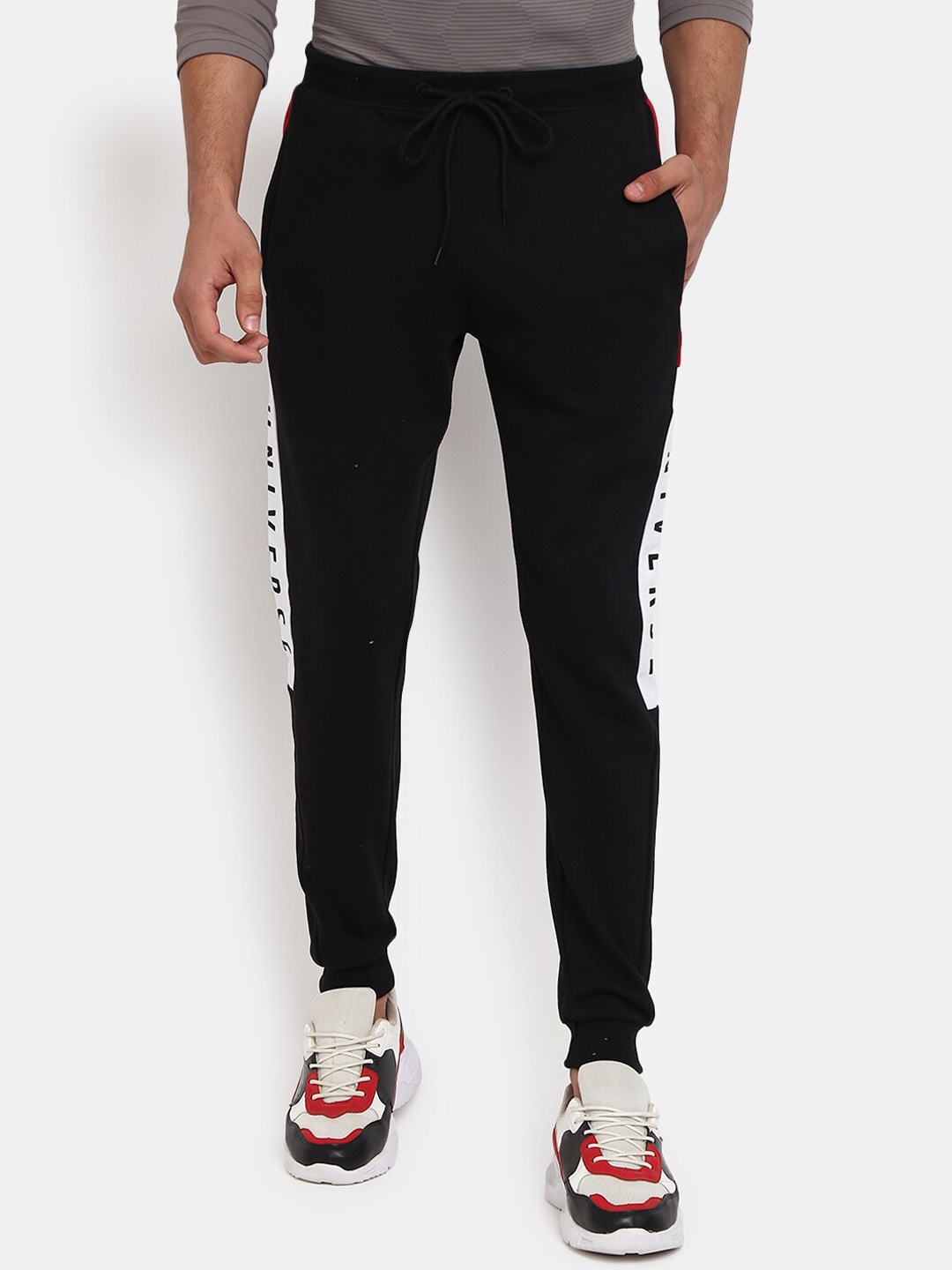 

V-Mart Men Black Colourblocked Regular Fit Joggers