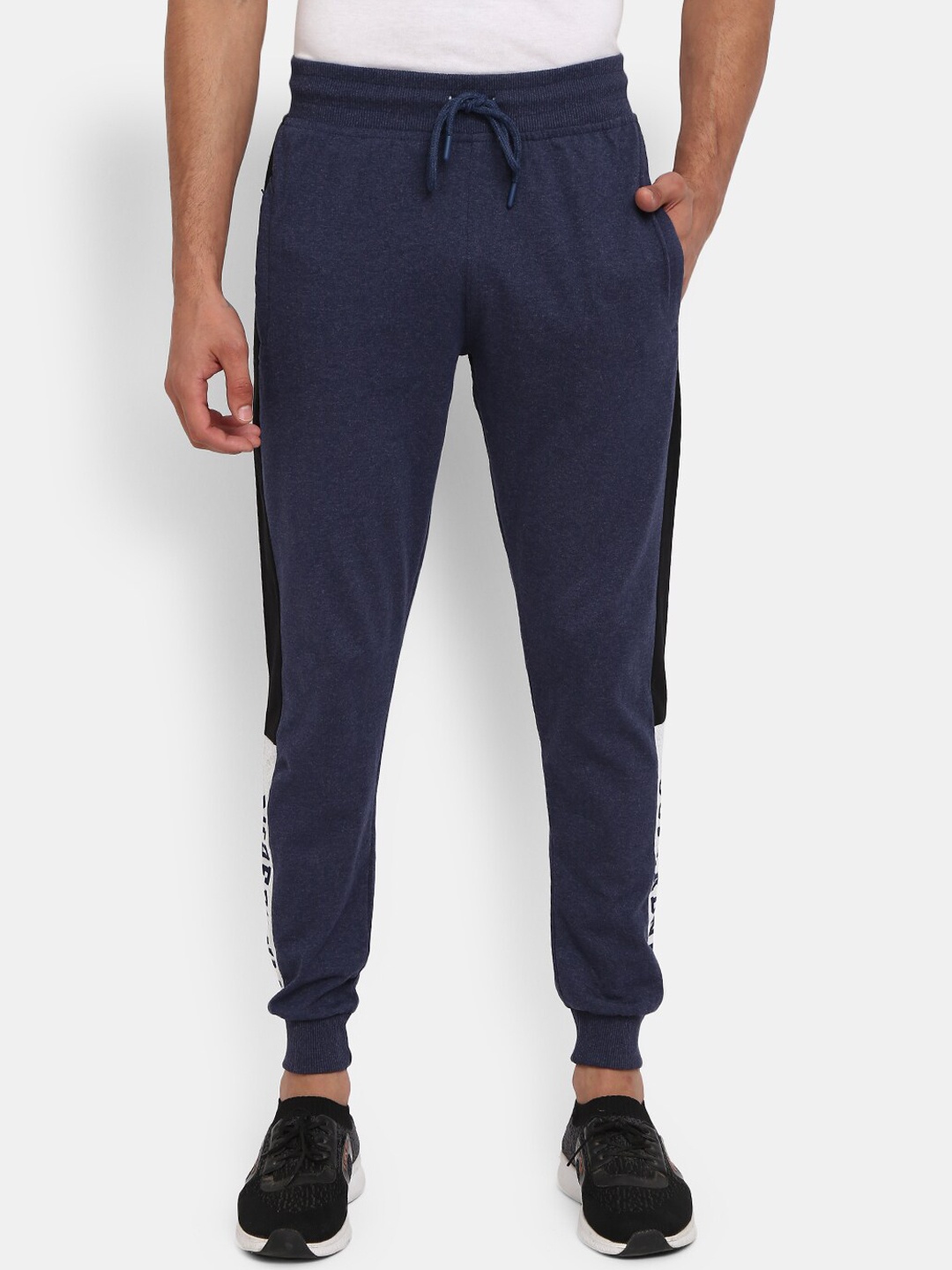 

V-Mart Men Blue & Grey Colourblocked Solid Cotton Joggers