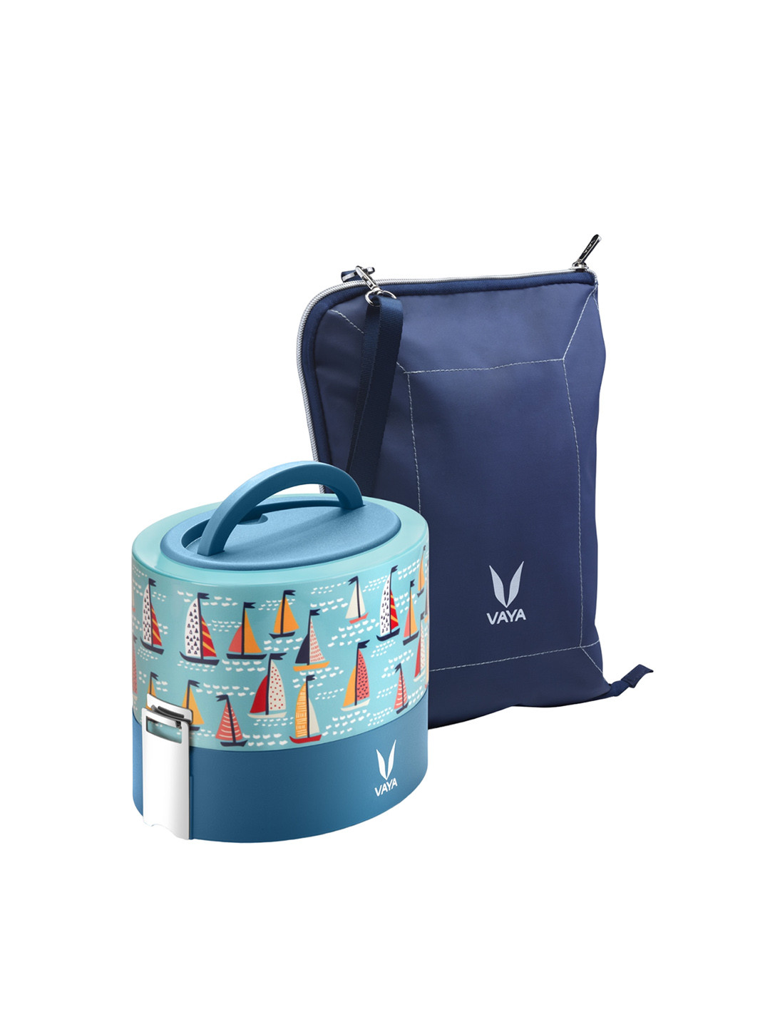 

Vaya Kids Blue & Yellow Printed Lunch Box With Lunch Bag 600 ml