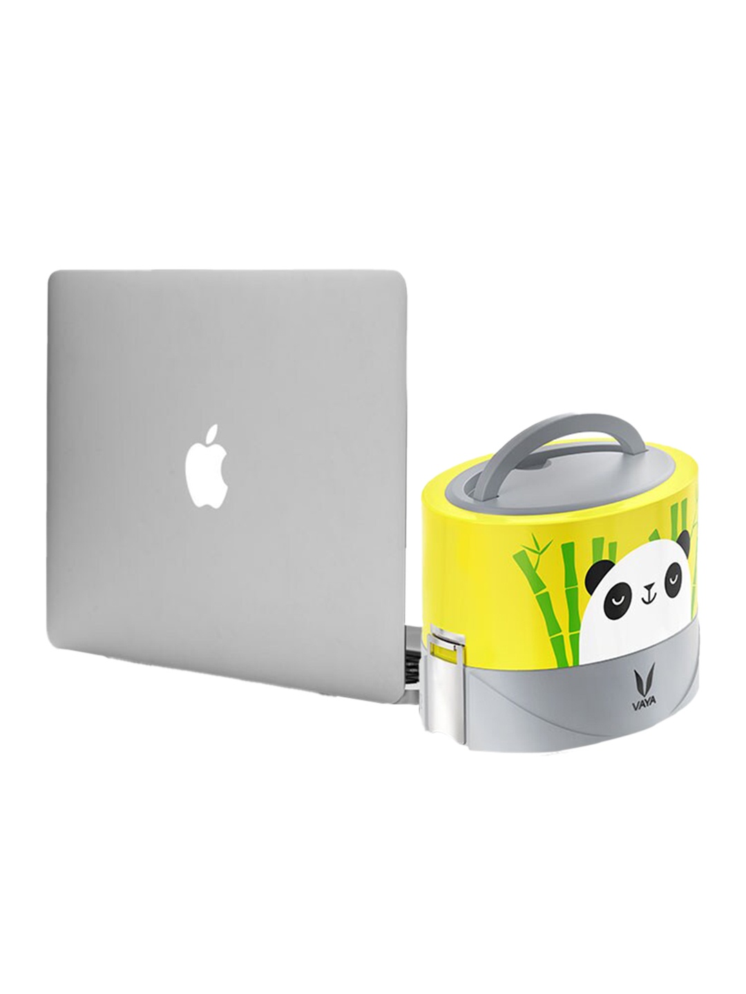 

Vaya Kids Green Solid Stainless steel Microwave safe Lunch Box 300ml each, Yellow