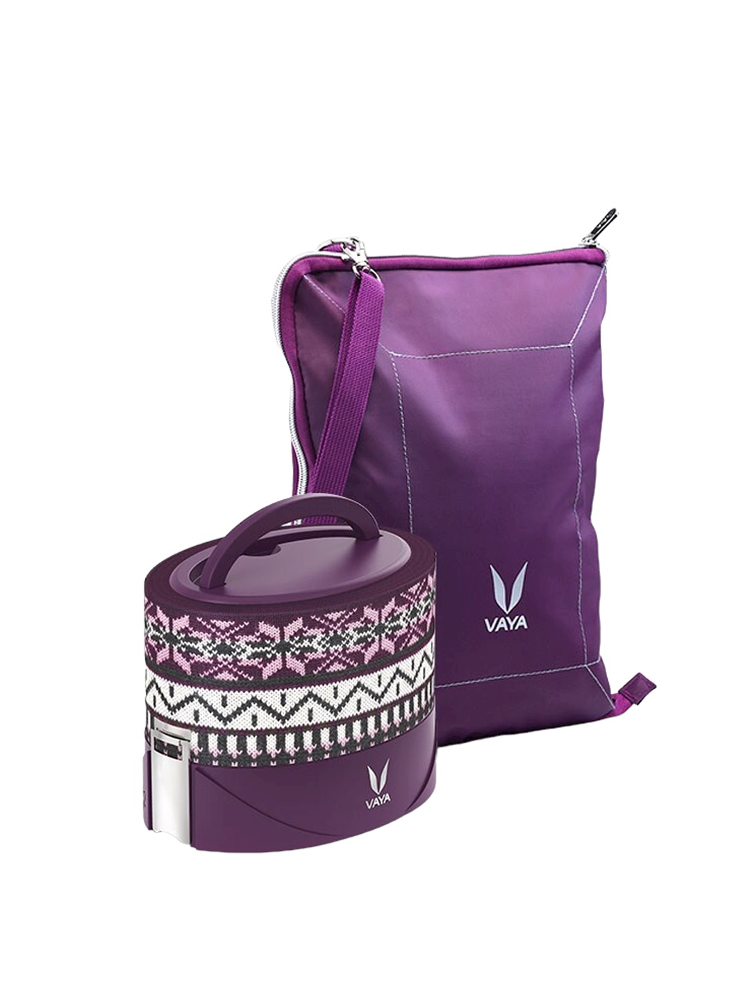

Vaya Kids Purple Stainless steel Microwave safe Lunch Box With Bag & Mat 300ml each