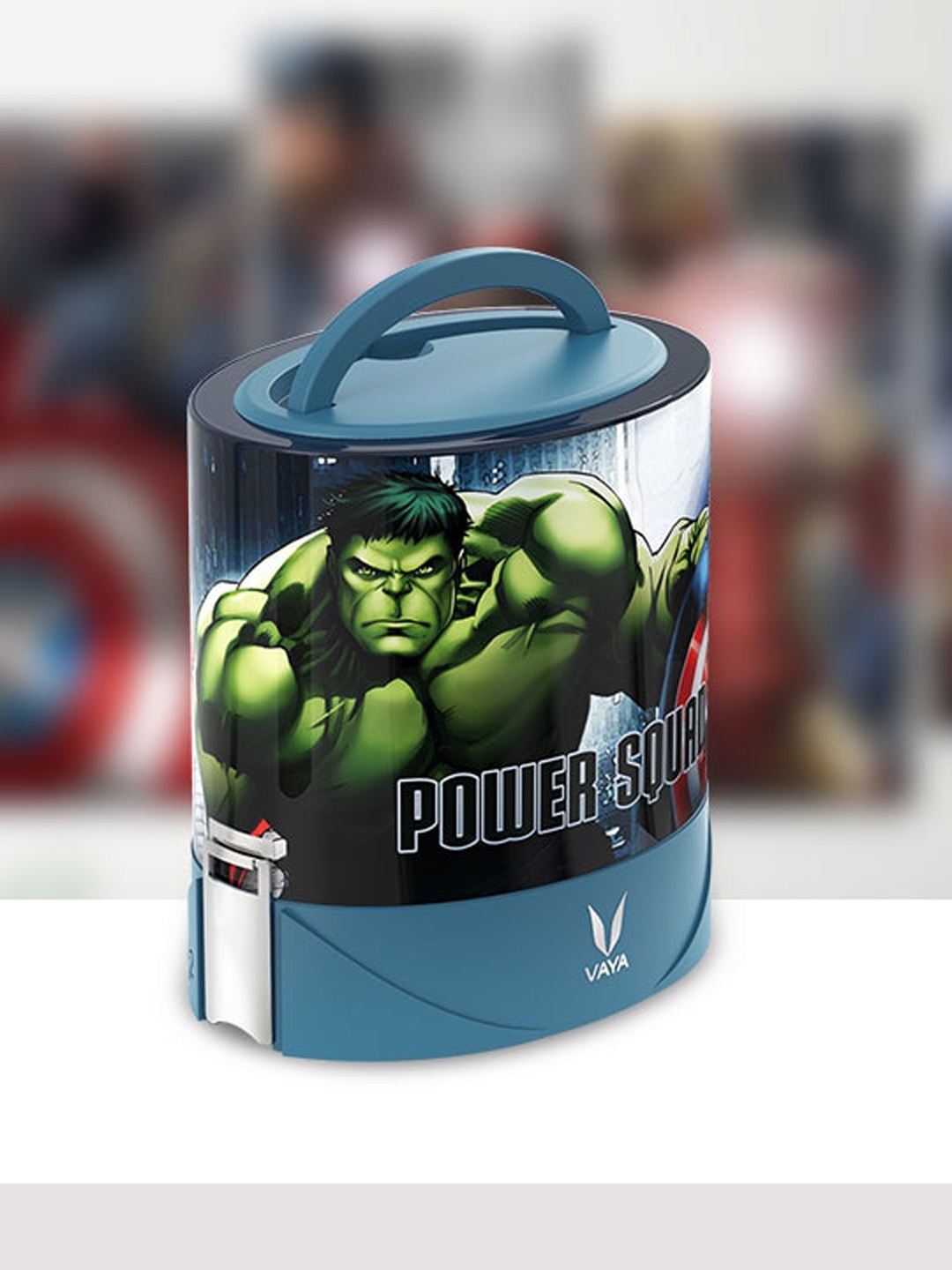 

Vaya Kids Grey & Blue Hulk Printed Stainless steel Microwave safe Lunch Box