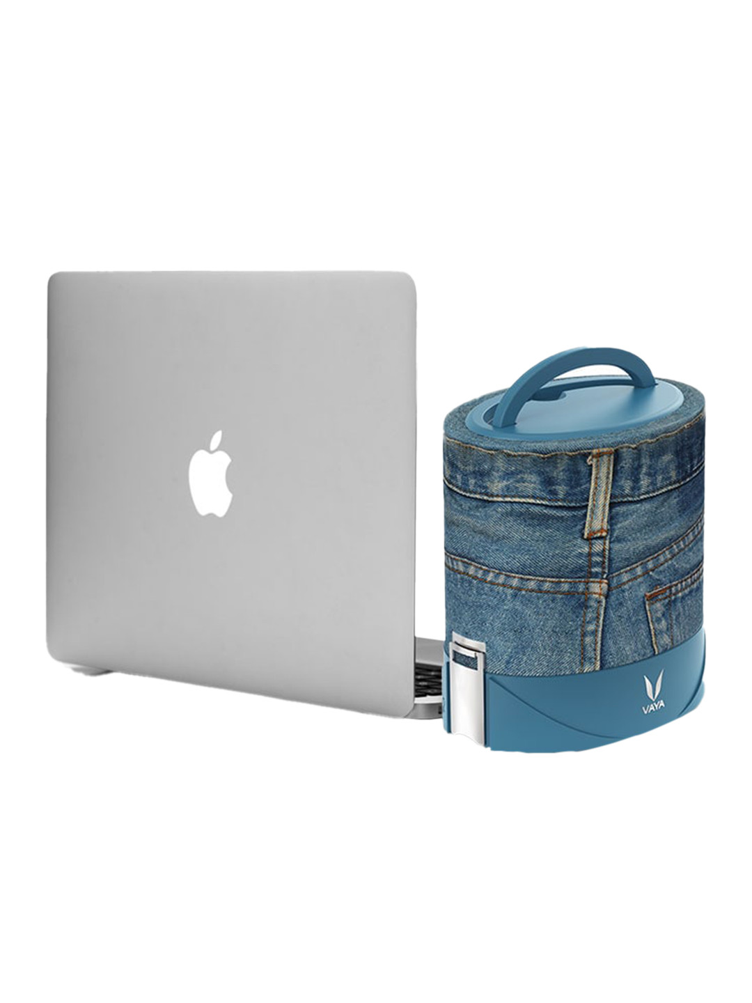 

Vaya Blue Solid Stainless steel Microwave safe Lunch Box With Lunch Bag