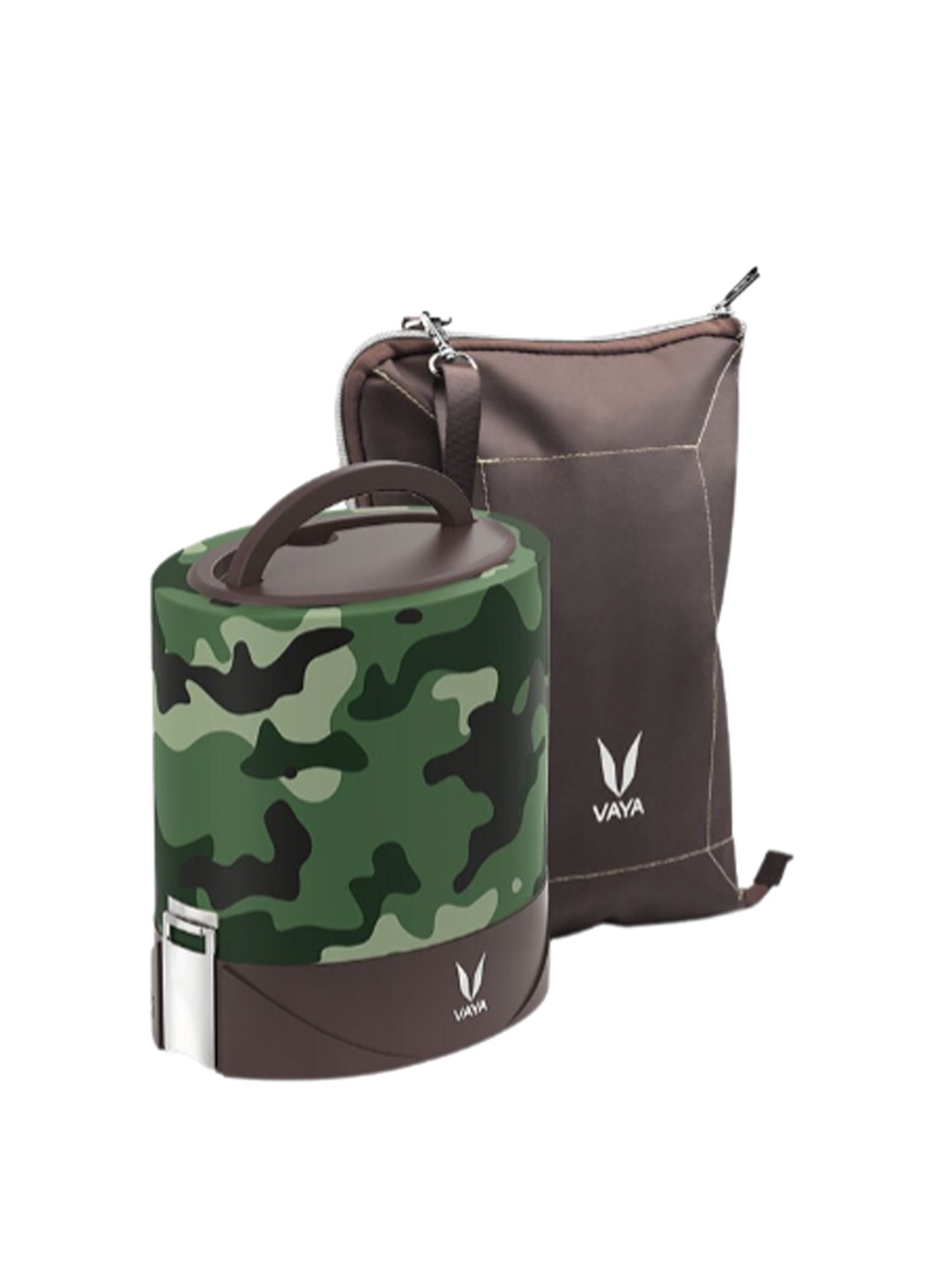 

Vaya Kids Green Printed Stainless steel Microwave safe Lunch Bag With Bag & Mat