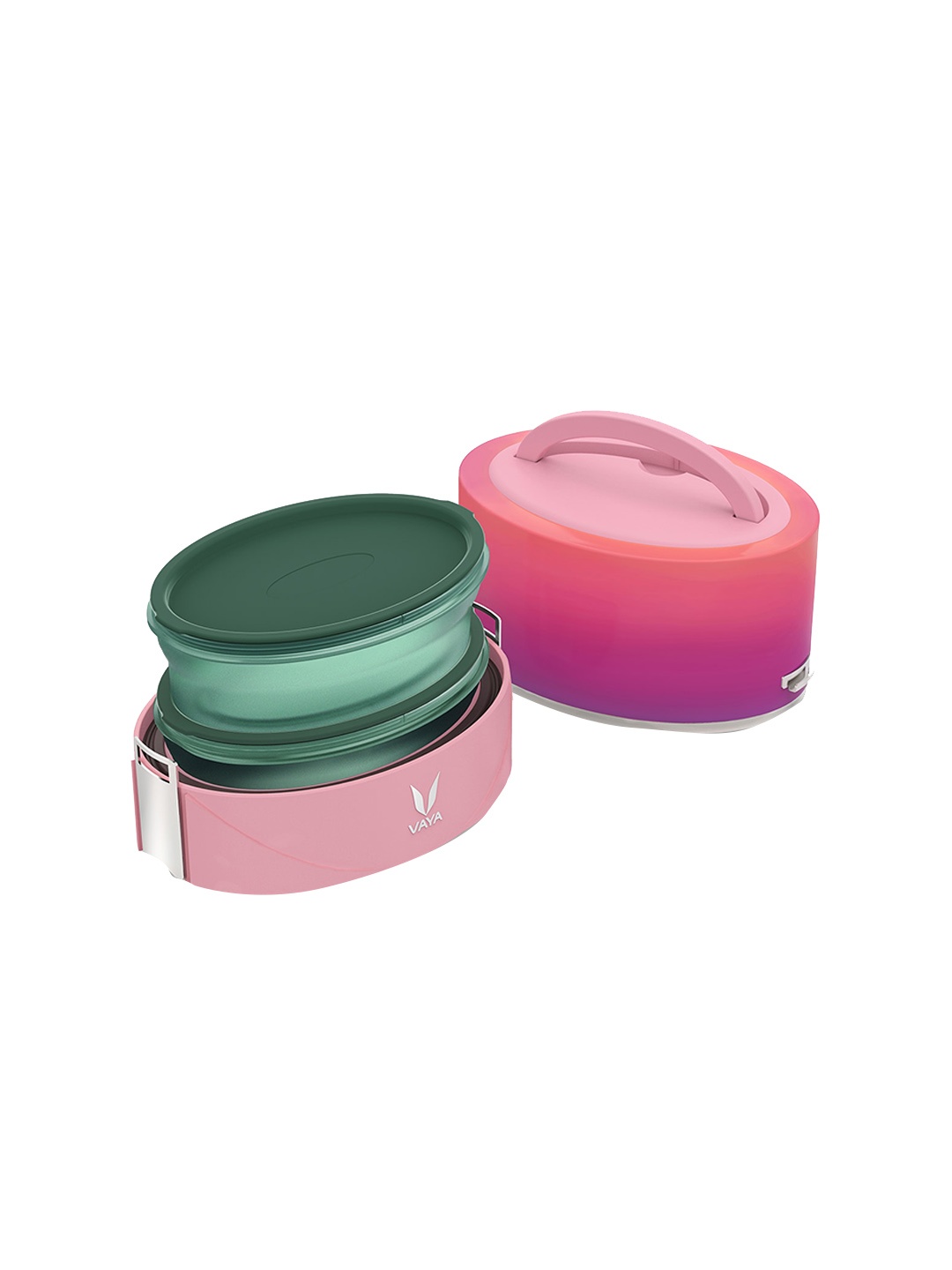 

Vaya Kids Green Solid Stainless Steel Microwave Safe Lunch Box 300ml each