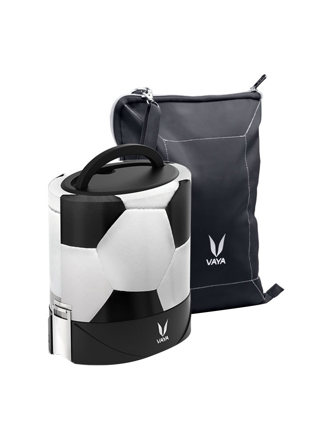

Vaya Kids Tyffyn Flex White & Black Microwave Safe Printed Three Tiered Lunch Box 1 L