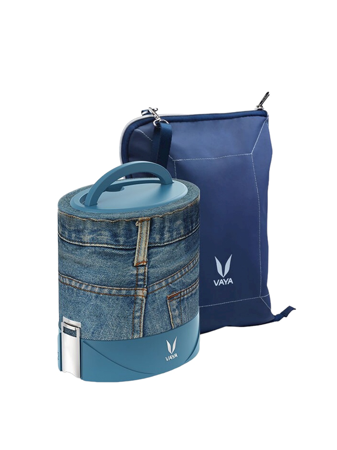

Vaya Blue Tyffyn Flex Microwave Safe Printed Lunch Box With Lunch Bag & Mat 1 L