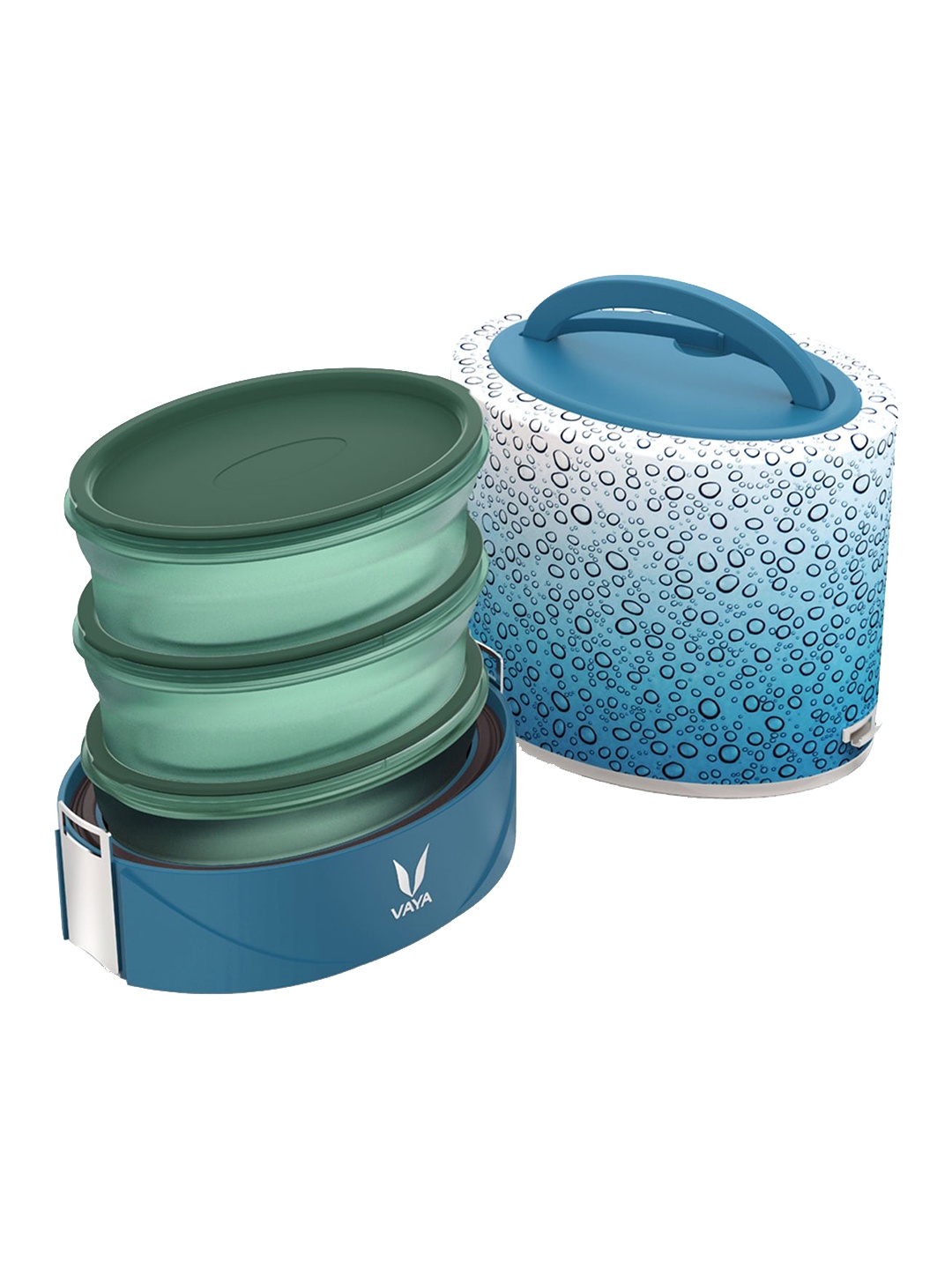 

Vaya Kids Blue & White Microwave Safe Printed Stainless Steel Lunch Box 1 L