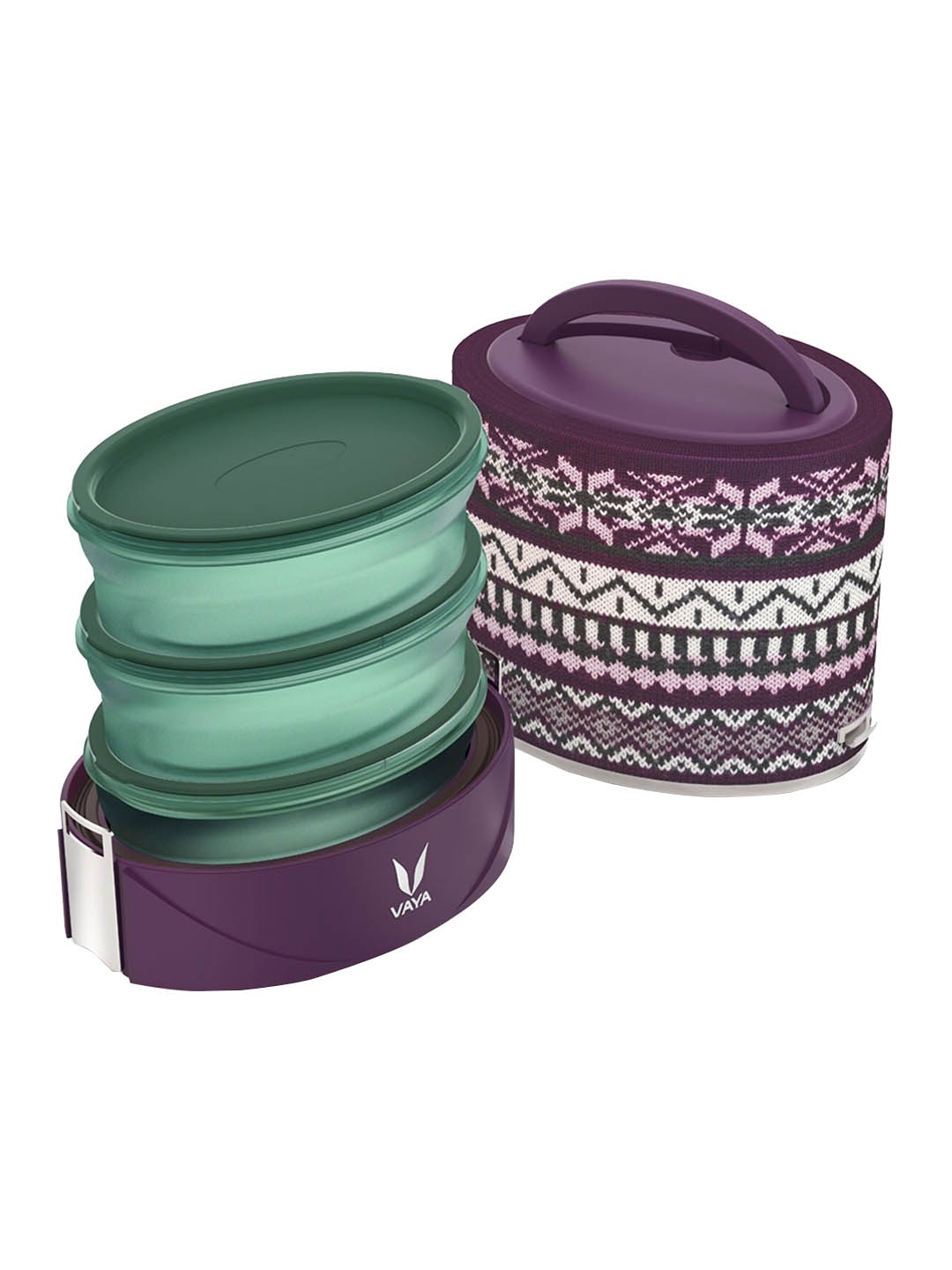 

Vaya Kids Green Microwave Safe Solid Stainless Steel Lunch Box 1 L, Purple