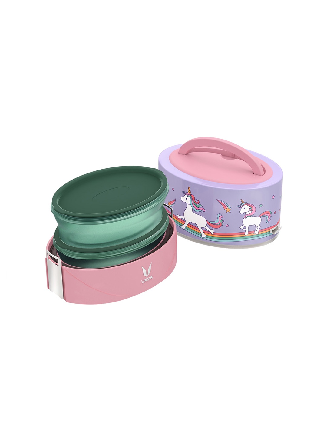 

Vaya Pink Unicorn Printed Double-Walled Vacuum Lunch Box With Lunch Bag