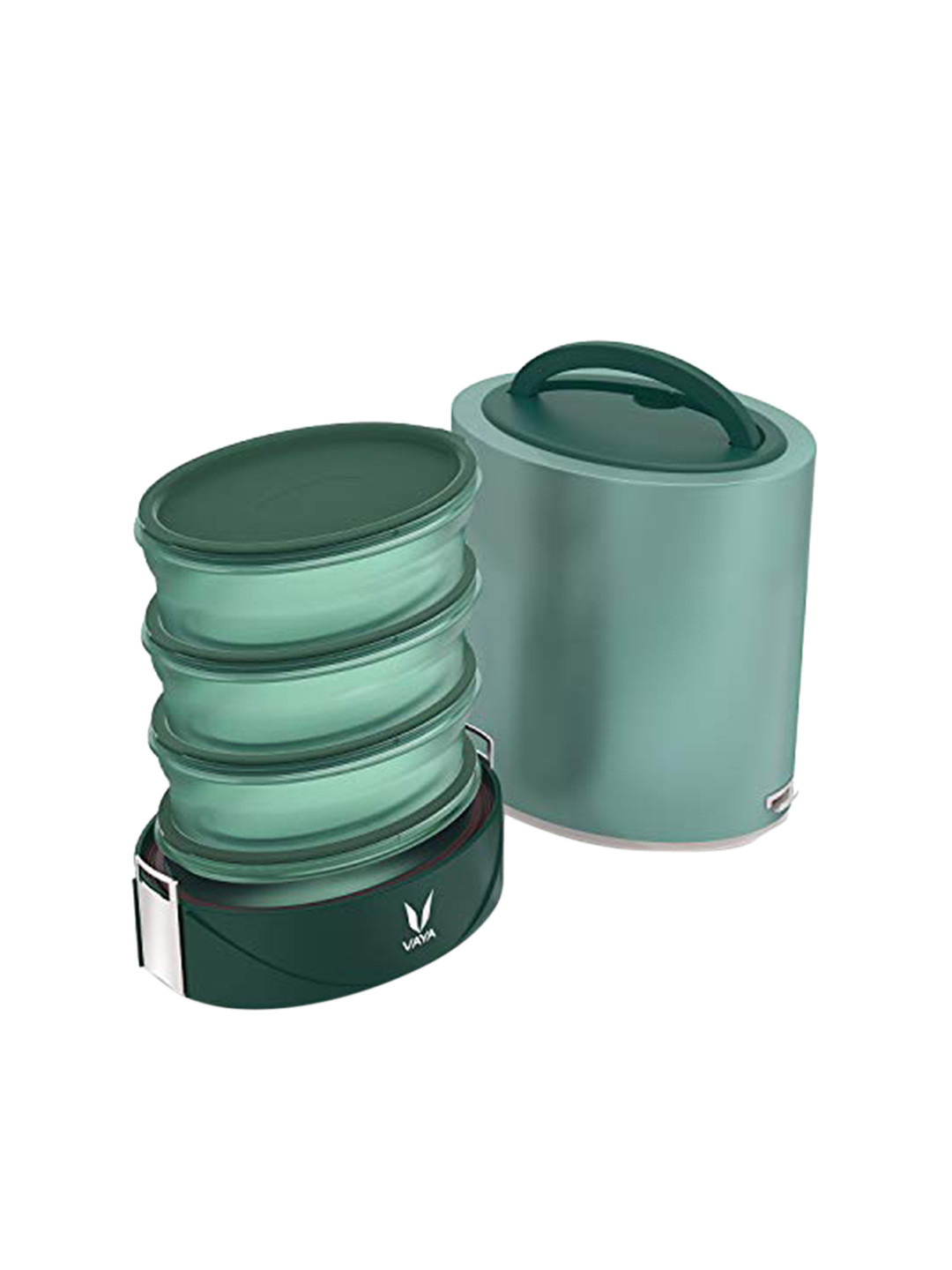 

Vaya Kids Green Microwave Safe Solid Stainless Steel Lunch Box 1.2 L