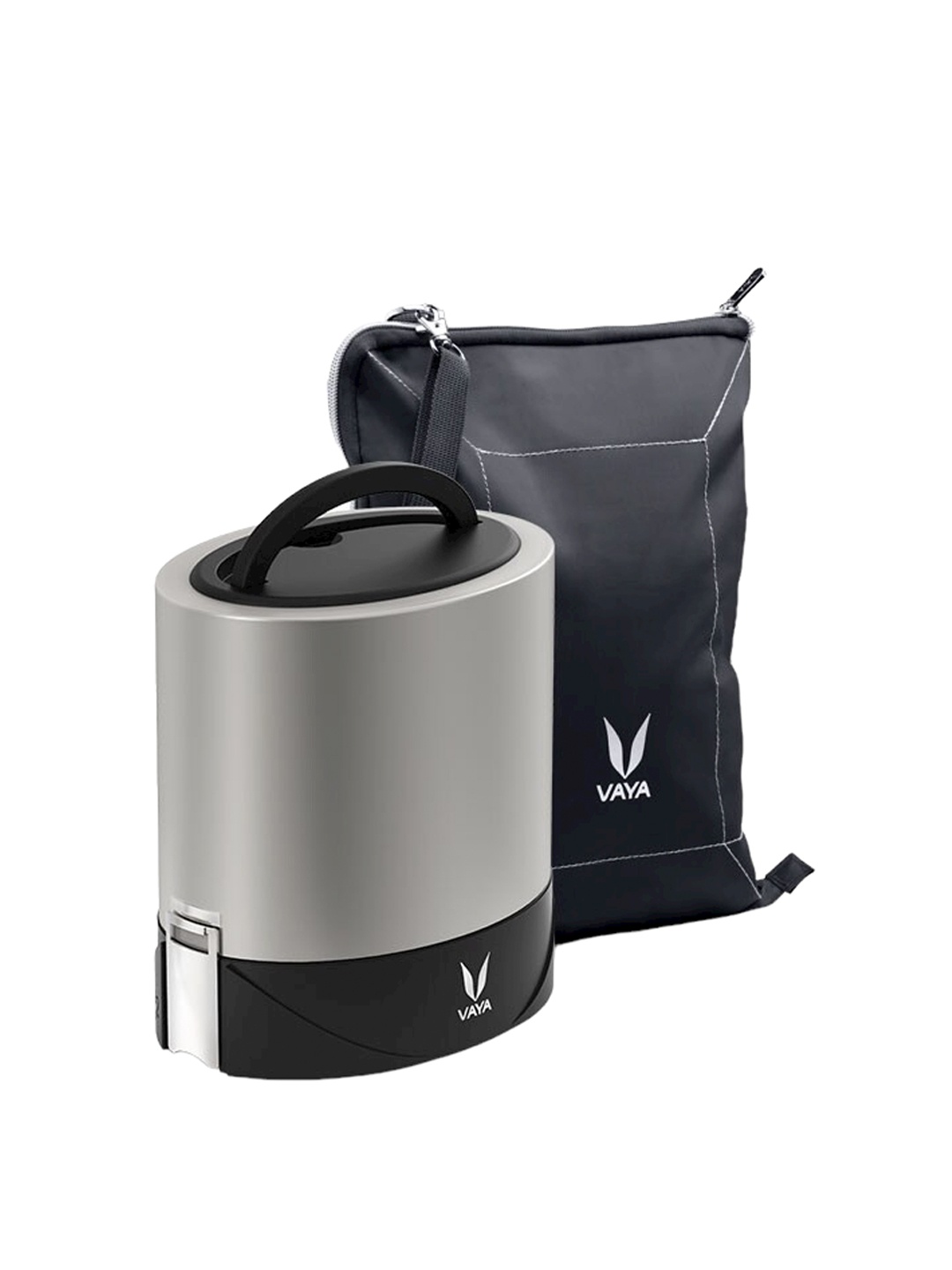 

Vaya Kids Microwave Safe Solid Lunch Box With Bag & Mat 600 ML, Silver