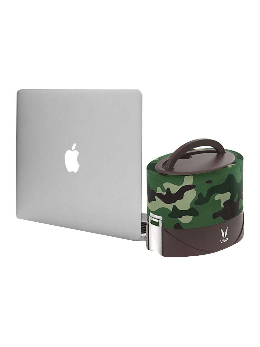 

Vaya Green Camo Printed Double-Walled Vacuum Lunch Box With Lunch Bag
