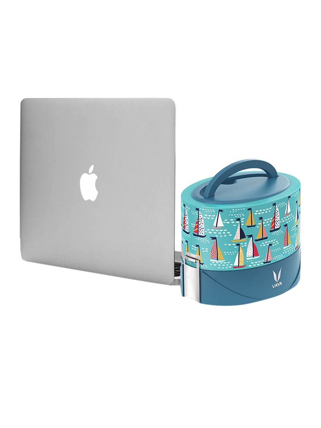 

Vaya Blue Printed Double-Walled Vacuum Lunch Box With Lunch Bag