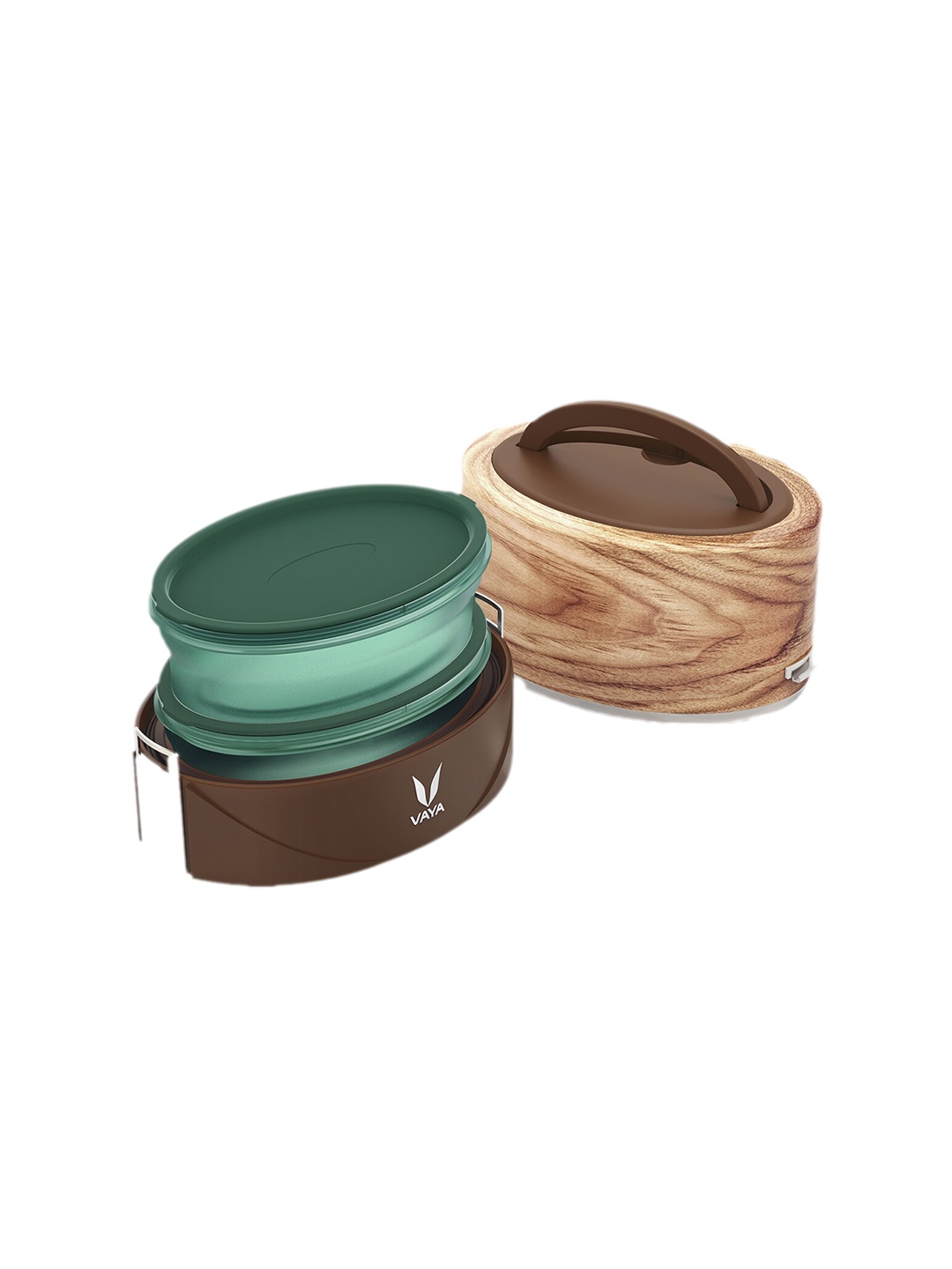

Vaya Green Microwave Safe Textured Lunch Box, Brown