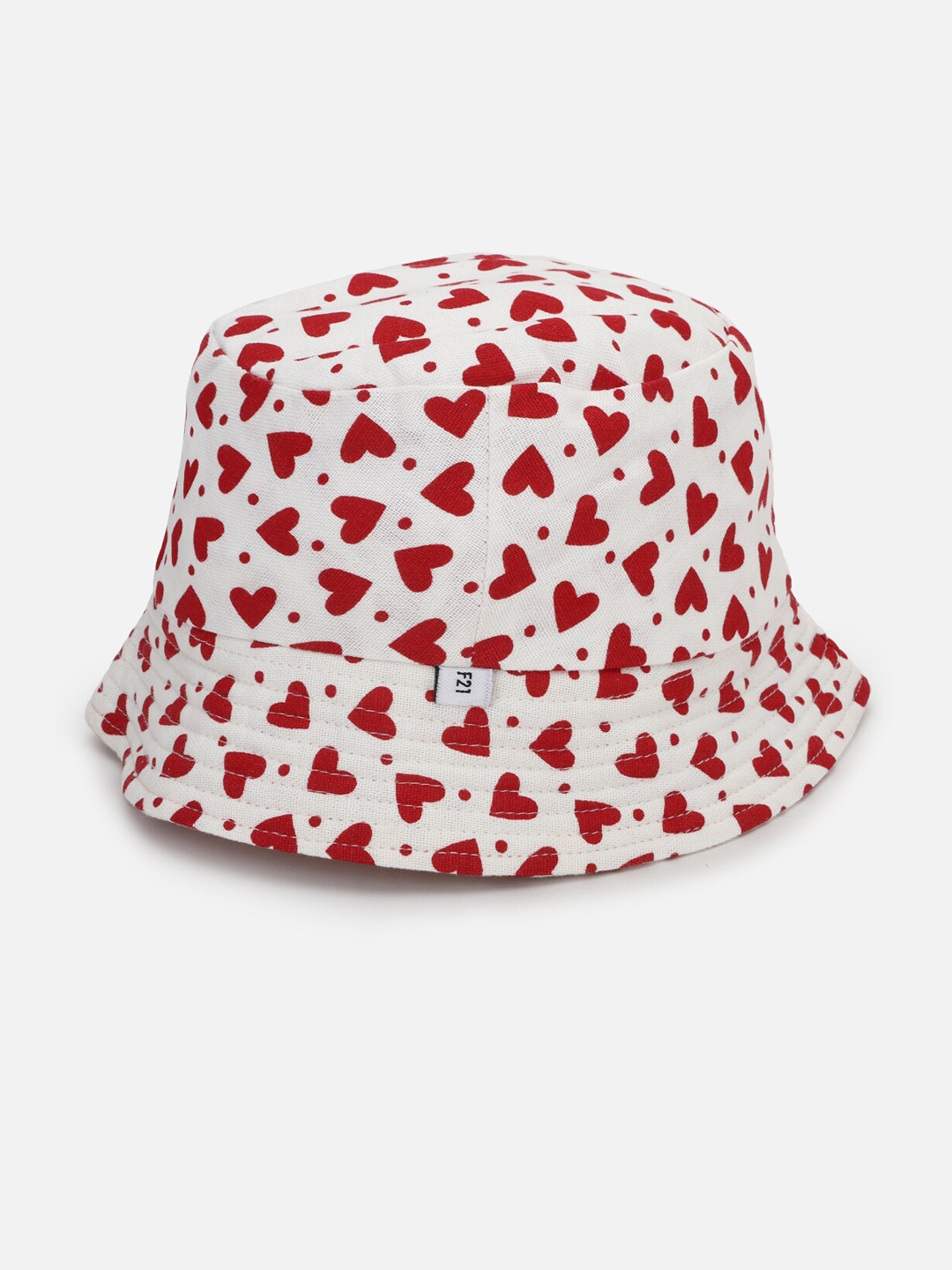 

FOREVER 21 Women White & Red Printed Pure Cotton Sun Hat