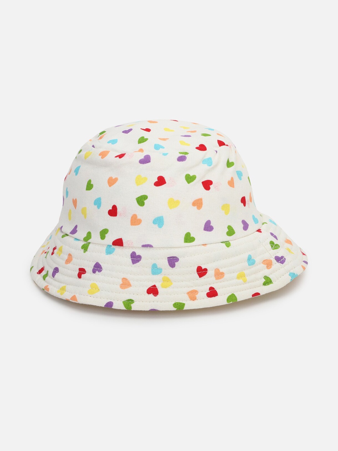 

FOREVER 21 Women White & Blue Printed Pure Cotton Bucket Hat