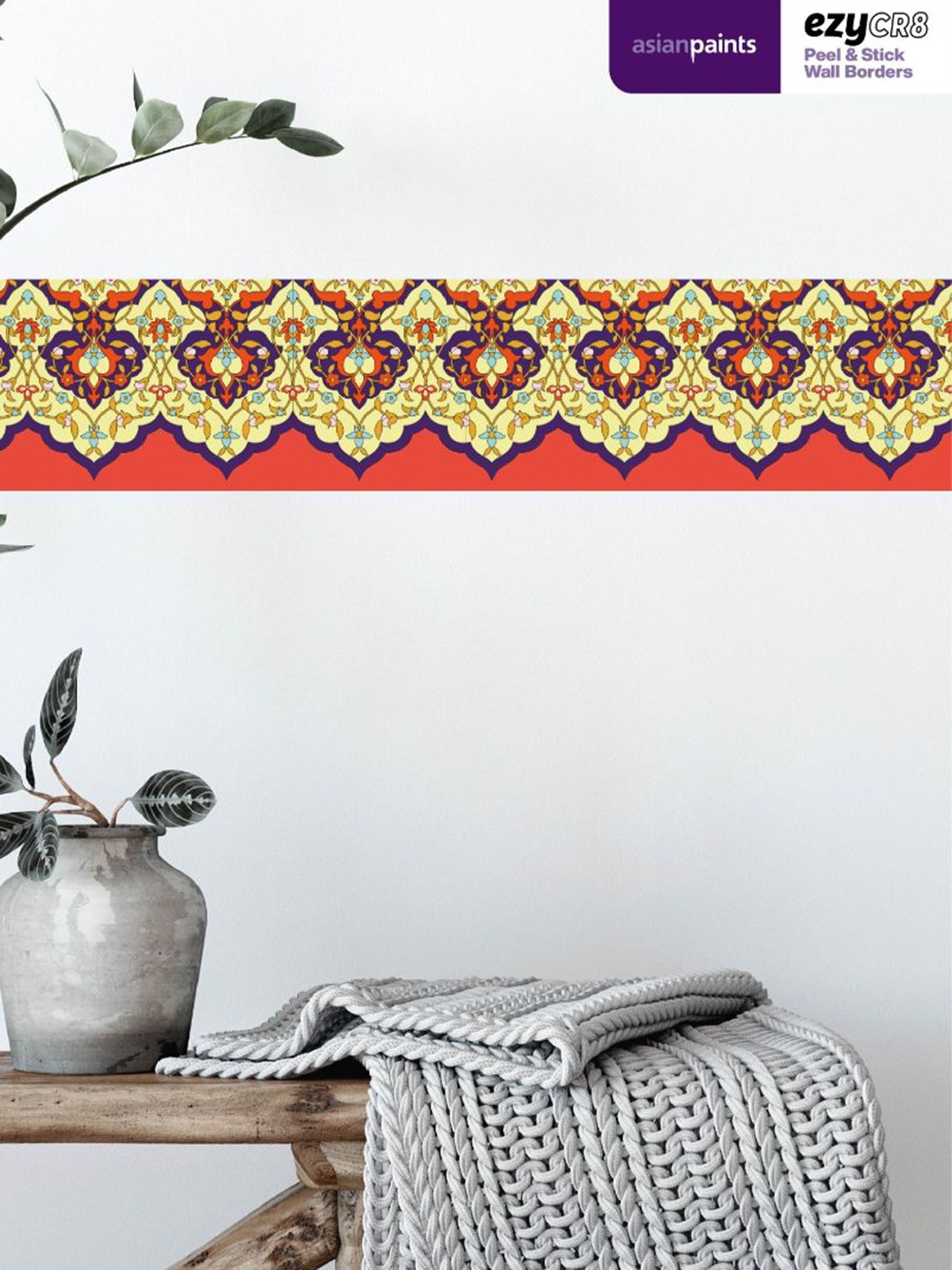 

Asian Paints Red & Cream Circular Geometry Self Adhesive Wall Borders