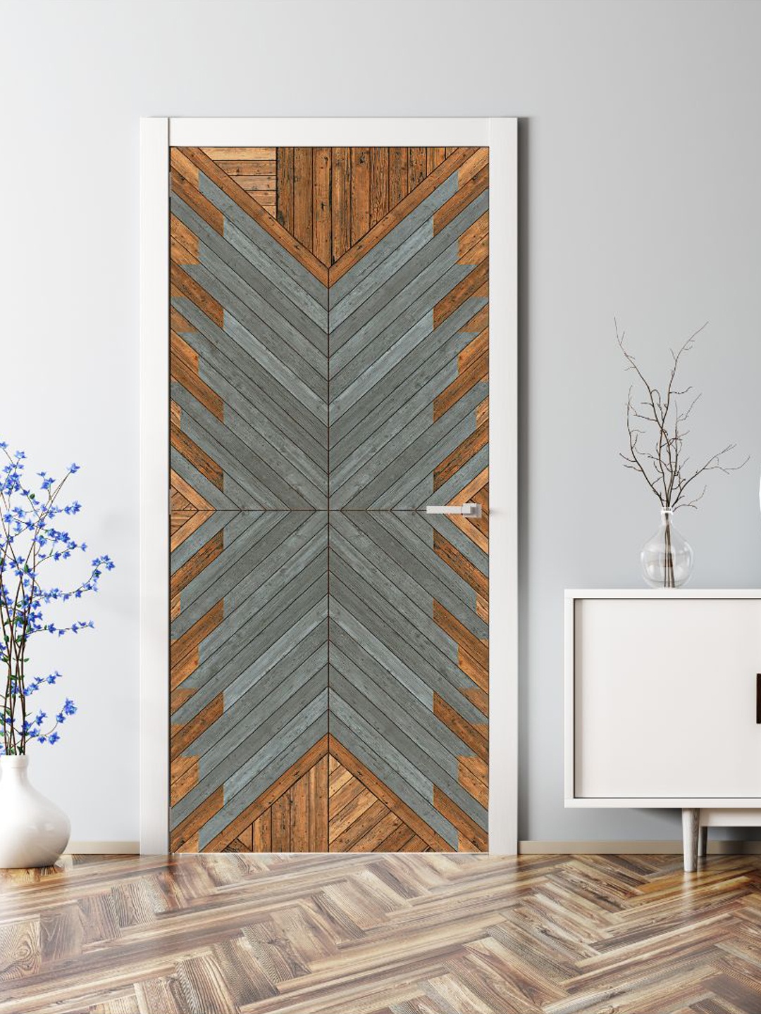 

Asian Paints Grey & Coral Wooden Finish Self Adhesive Removable Door Sticker