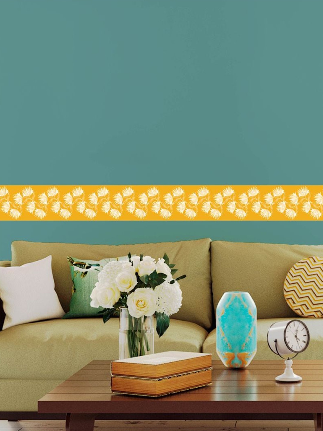

Asian Paints Summer Flowers Wall Borders Medium Self Adhesive Sticker, Yellow