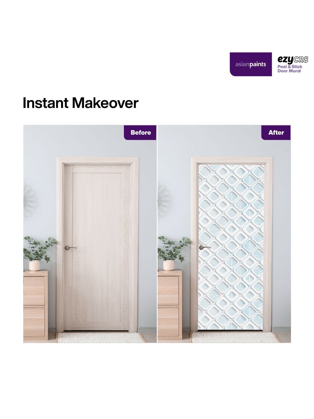 

Asian Paints Blue & White Abstract Design Mural Door Medium Removable Sticker
