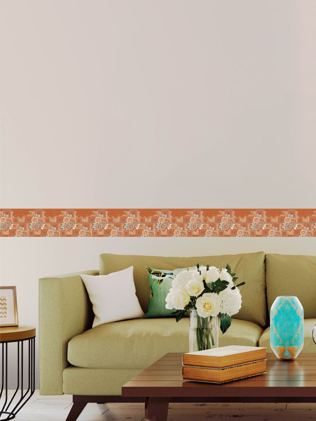 

Asian Paints Brown Geometric Flowers Wall Borders Roll