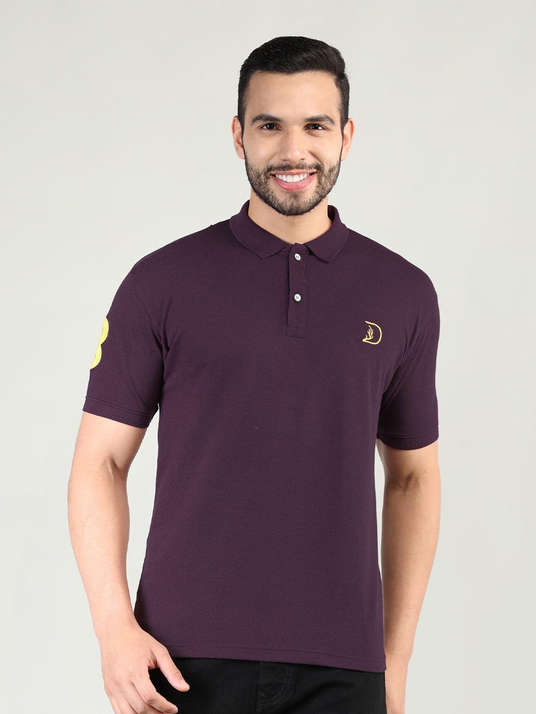 

PORTBLAIR Men Purple Polo Collar Slim Fit T-shirt